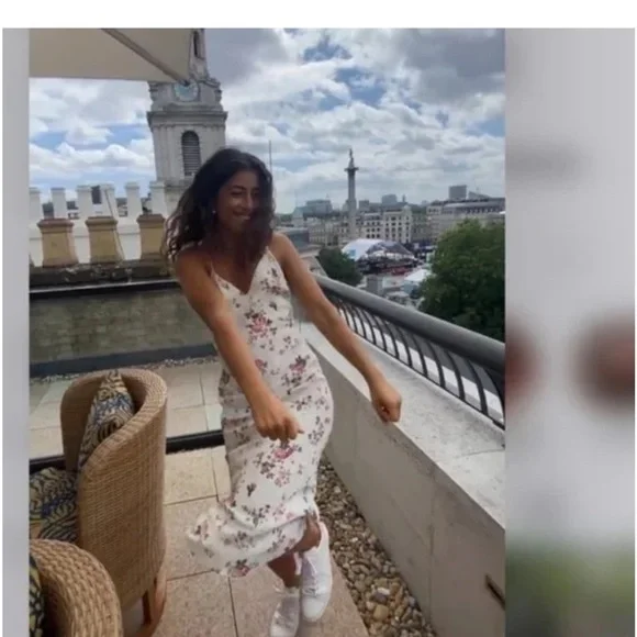 Reformation Cream Dress with Pink and Green Florals - Picture 13 of 14